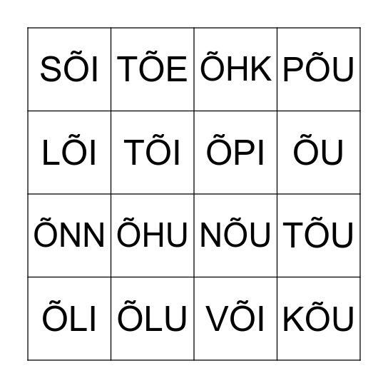 Õ BINGO Card