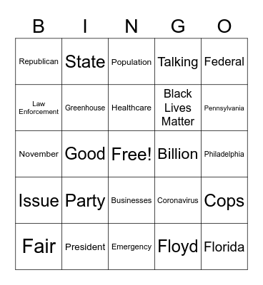 Debate Bingo Card