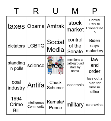 10/22 Presidential Debate Card #2 Bingo Card