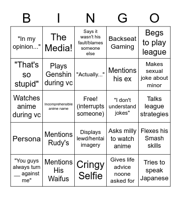 Bitchy Chris BINGO Card