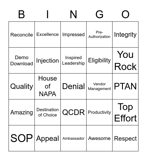 Smart is Cool PAS Week Bingo Card
