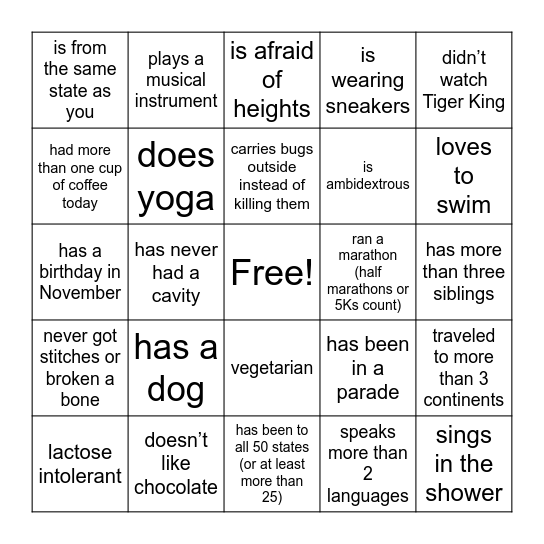 Find someone who... Bingo Card