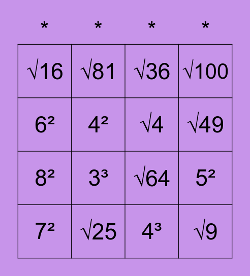 Cálculo Mental Bingo Card