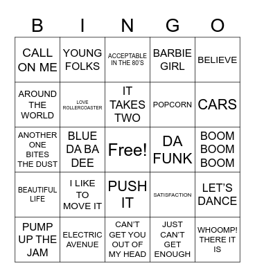 DANCE Bingo Card