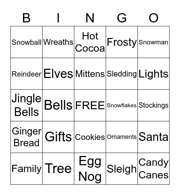 CHRISTMAS Bingo Card