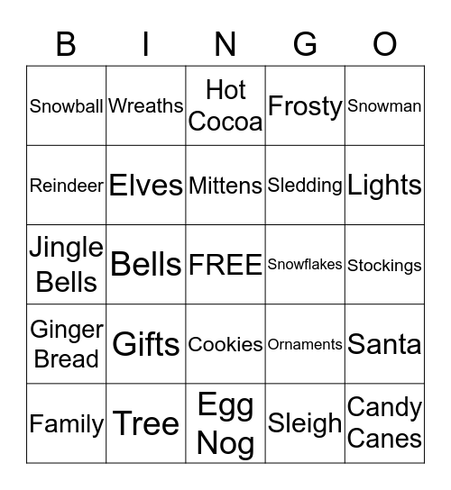 CHRISTMAS Bingo Card