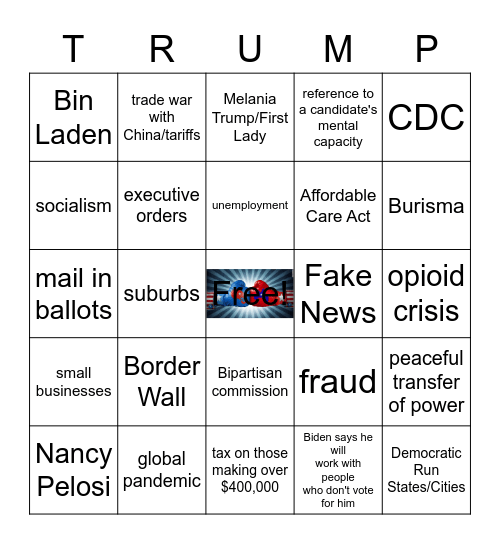 10/22 Presidential Debate Card #3 Bingo Card