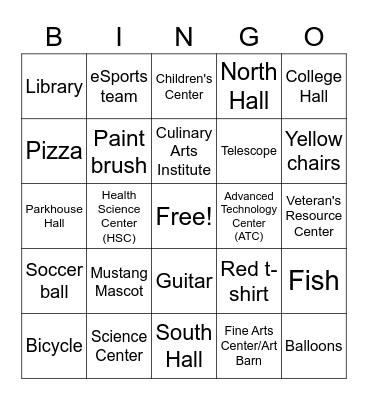 MCCC Virtual Tour Bingo Card