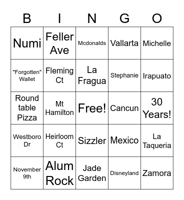 Chito & Lucy Bingo Card