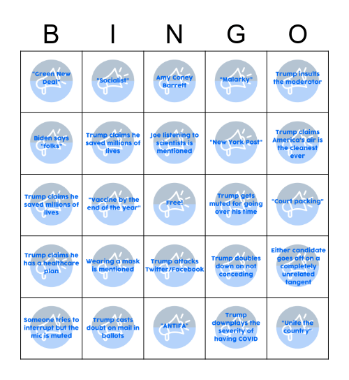 Final Debate Bingo Card