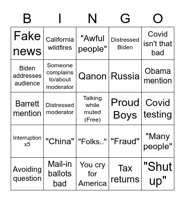 THE FINAL DEBATE Bingo Card