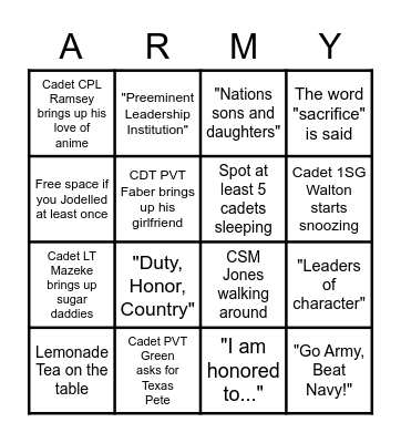 Nininger Awards Bingo 2020 Bingo Card