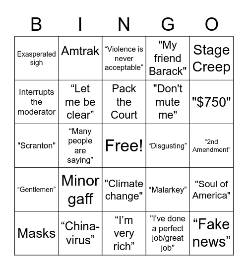 Final Debate 1 Bingo Card