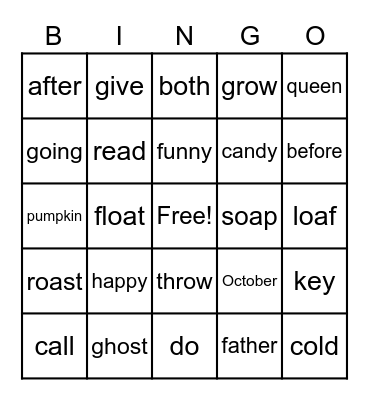 Spooky Bingo Card