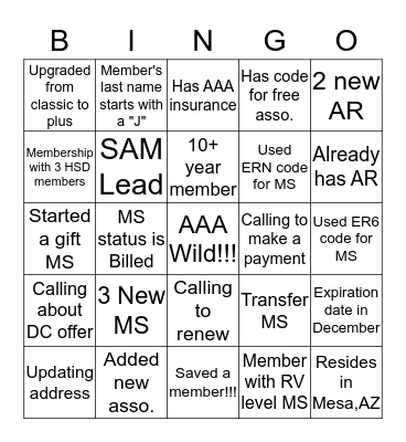 AAA AZ MS Bingo Card