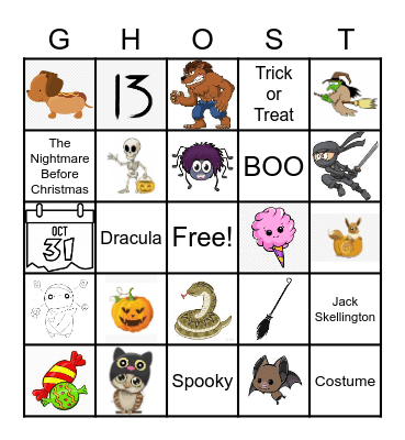 Halloween Bingo Card