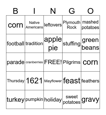 Thanksgiving Bingo Card