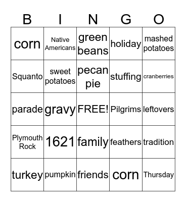 Thanksgiving Bingo Card