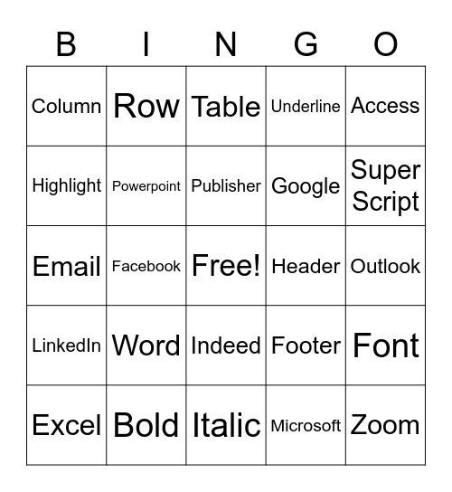 Business Apps. Bingo #2 Bingo Card