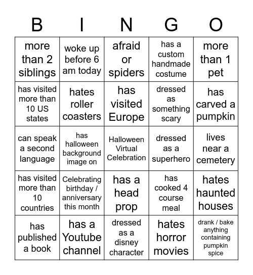 Halloween Bingo Card