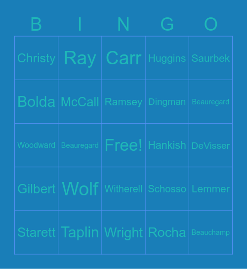 BaSs ChOiR Bingo Card