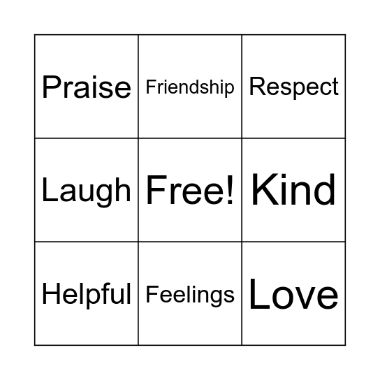 Kindness Bingo Card