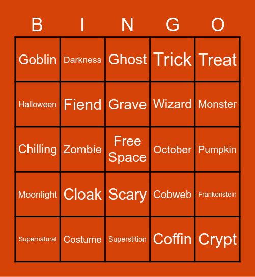Halloween Bash 2020 Bingo Card