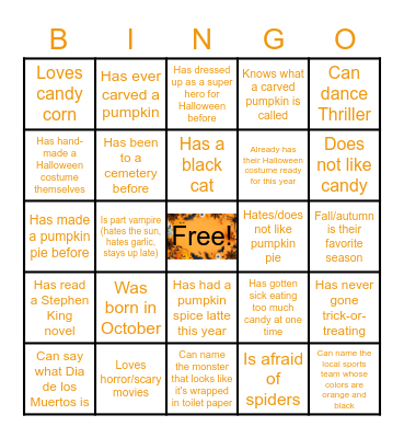 H A L L O W Bingo Card