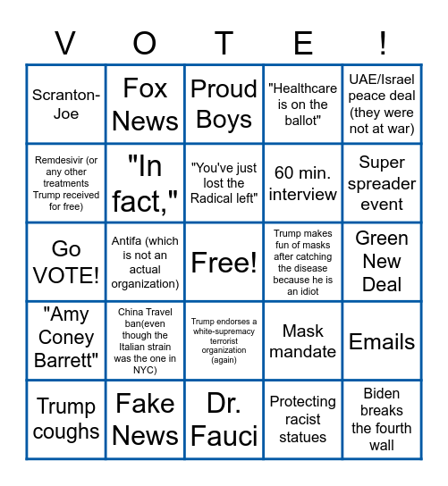 Young Dems Debate Bingo! Bingo Card
