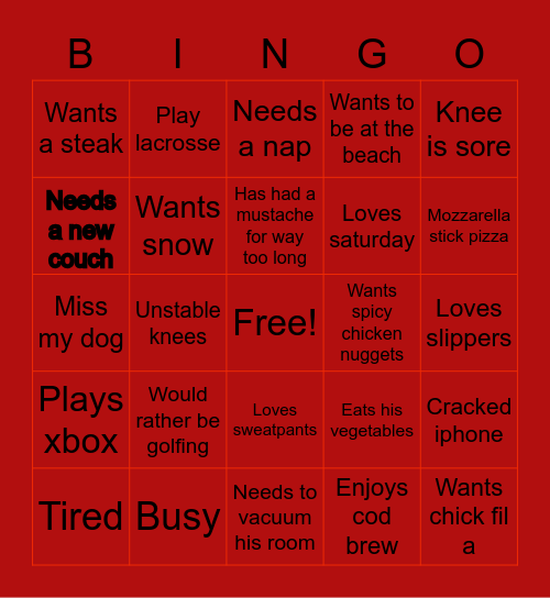 Niks Bingo Card