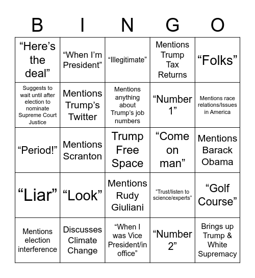 Joe Biden’s Board (Today) Bingo Card