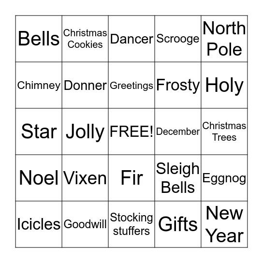 Christmas Bingo      Bingo Card