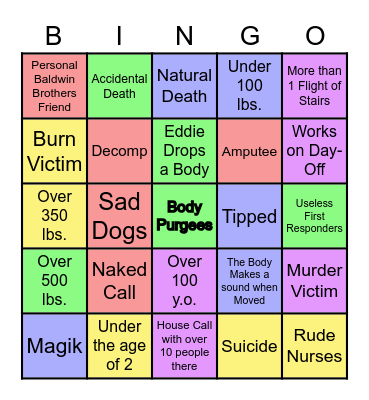 Zac's Work BINGO Card