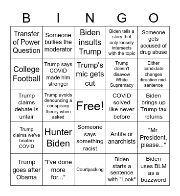 Cornpop vs. The Donald: Round 2 Bingo Card