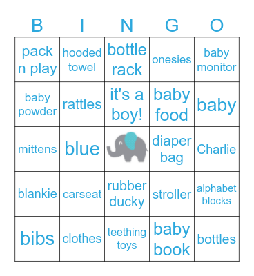 Ultimate Baby Shower Bingo Card