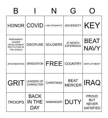 NINNINGER BINGO Card
