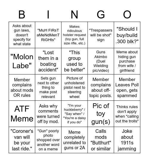 Area 51 - Members Bingo Card