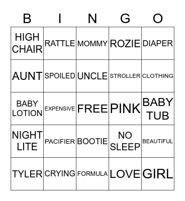 BABY SHOWER BINGO Card