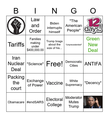 Final Presidential Debate BINGO Card
