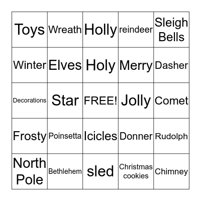 Christmas Bingo      Bingo Card