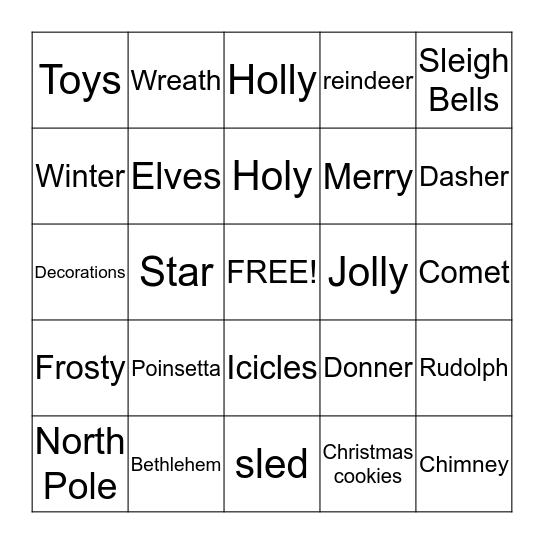 Christmas Bingo      Bingo Card