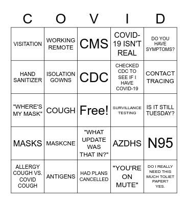 COVID-19 BINGO Card