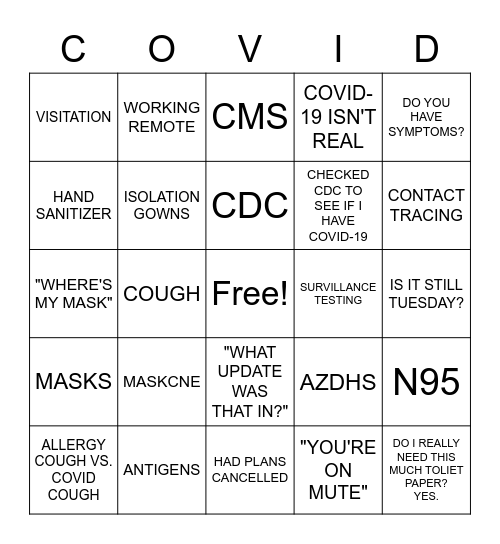 COVID-19 BINGO Card
