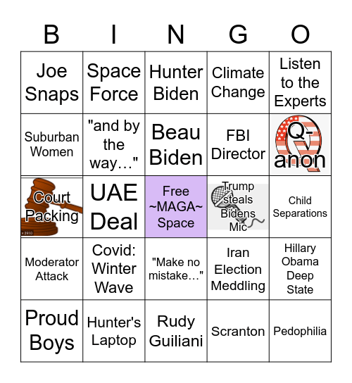 Debate Night 2 Bingo Card