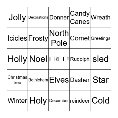 Christmas Bingo      Bingo Card