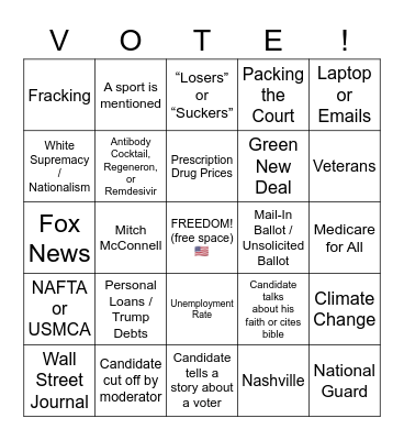 Trump / Biden Debate Round the Last Bingo Card