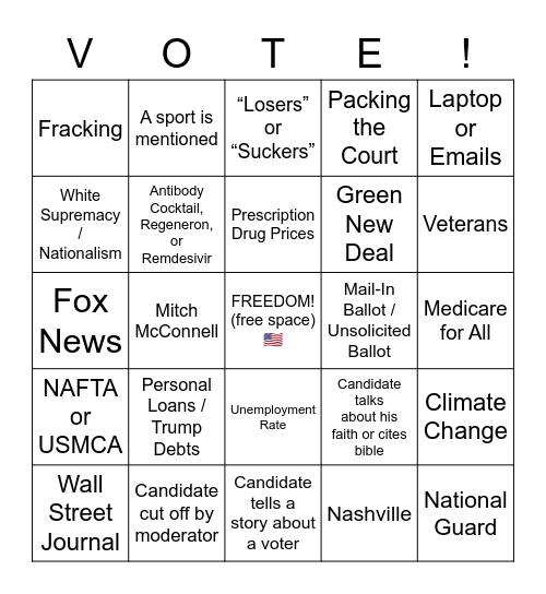 Trump / Biden Debate Round the Last Bingo Card