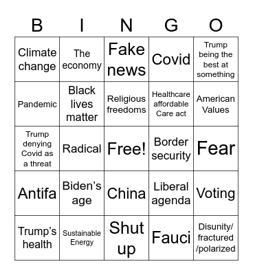 Debate Bingo Card