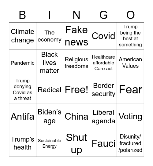 Debate Bingo Card