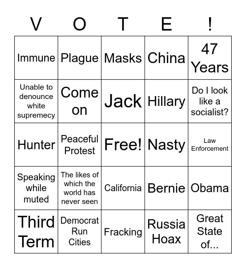 Final Debate Ever Bingo Card